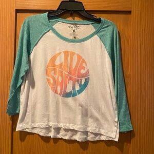 Salt Life Women’s 3/4” Sleeve Green/White Live Salty Shirt NWT